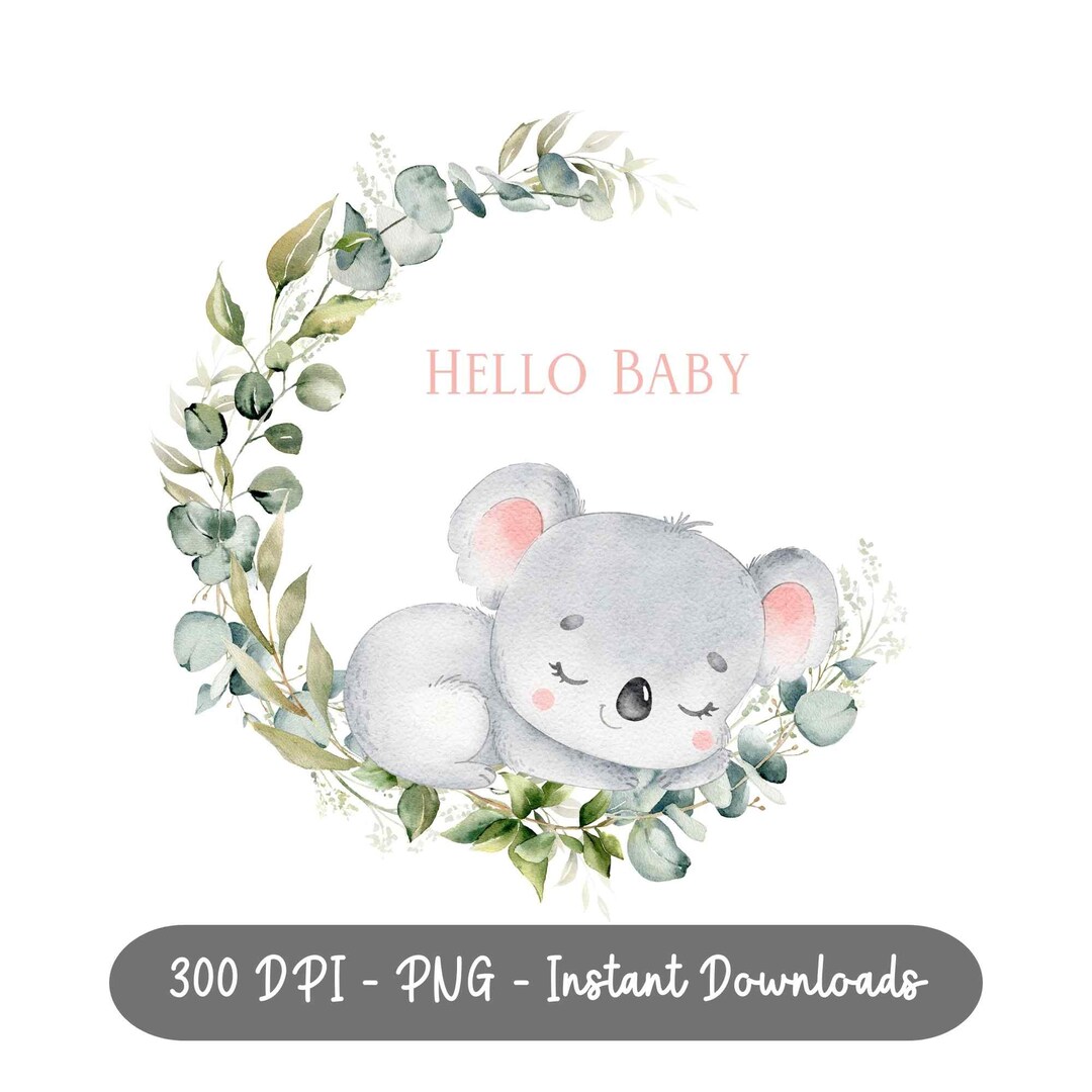Hello Baby Koala PNG New Baby Baby Announcement Hello Baby Etsy UK