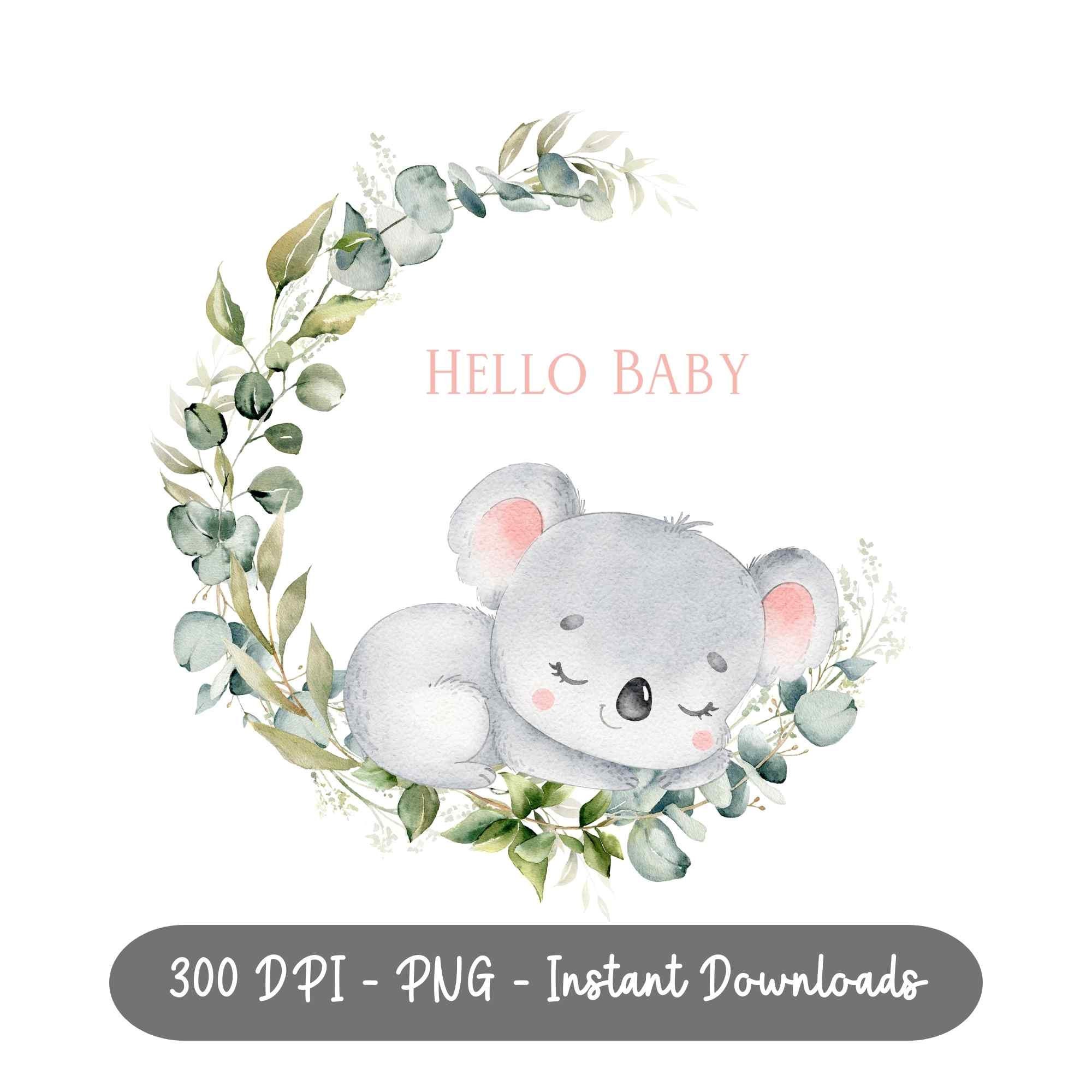 Hello Baby Koala PNG New Baby Baby Announcement Hello Baby Etsy UK