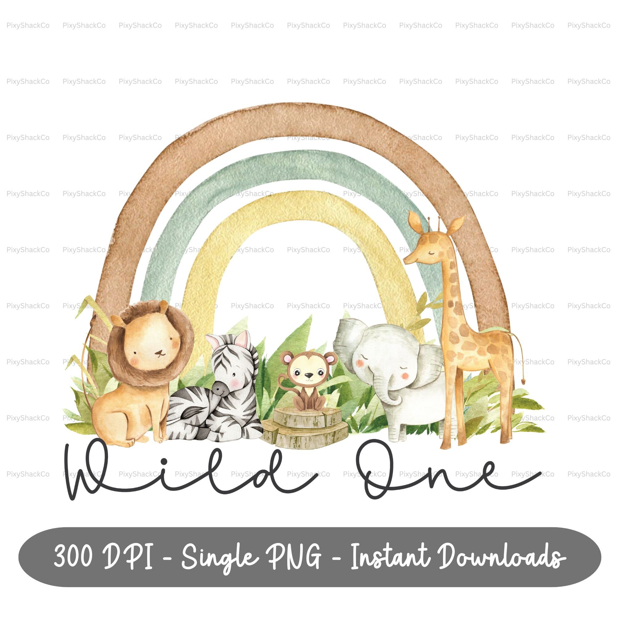 Wild One Baby Safari Animals PNG, Watercolor Baby Animals, Shirt ...