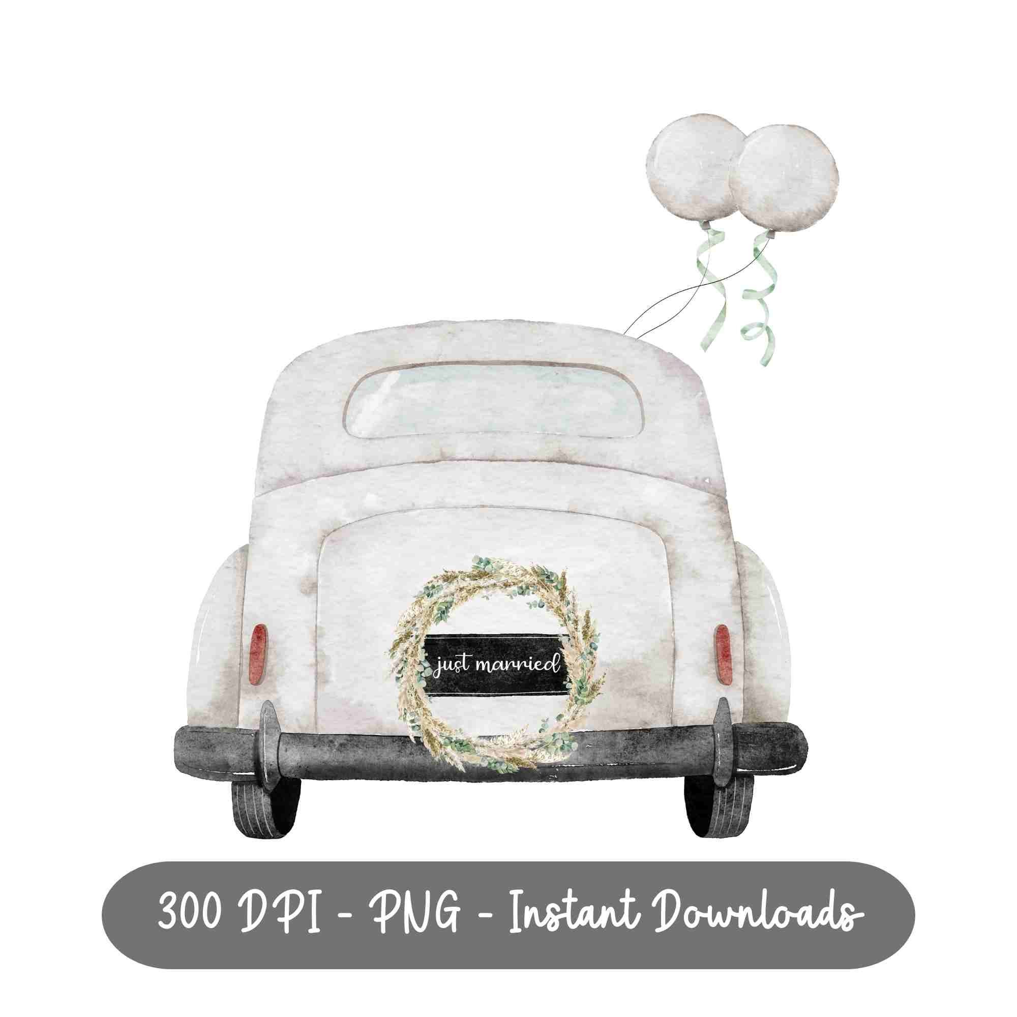 Just Married PNG, Just Married Auto Drucke, Mr & Mrs Aquarell Clipart,  Hochzeit Sublimation Designs, GlückwunschKarte Design, Download -   Schweiz