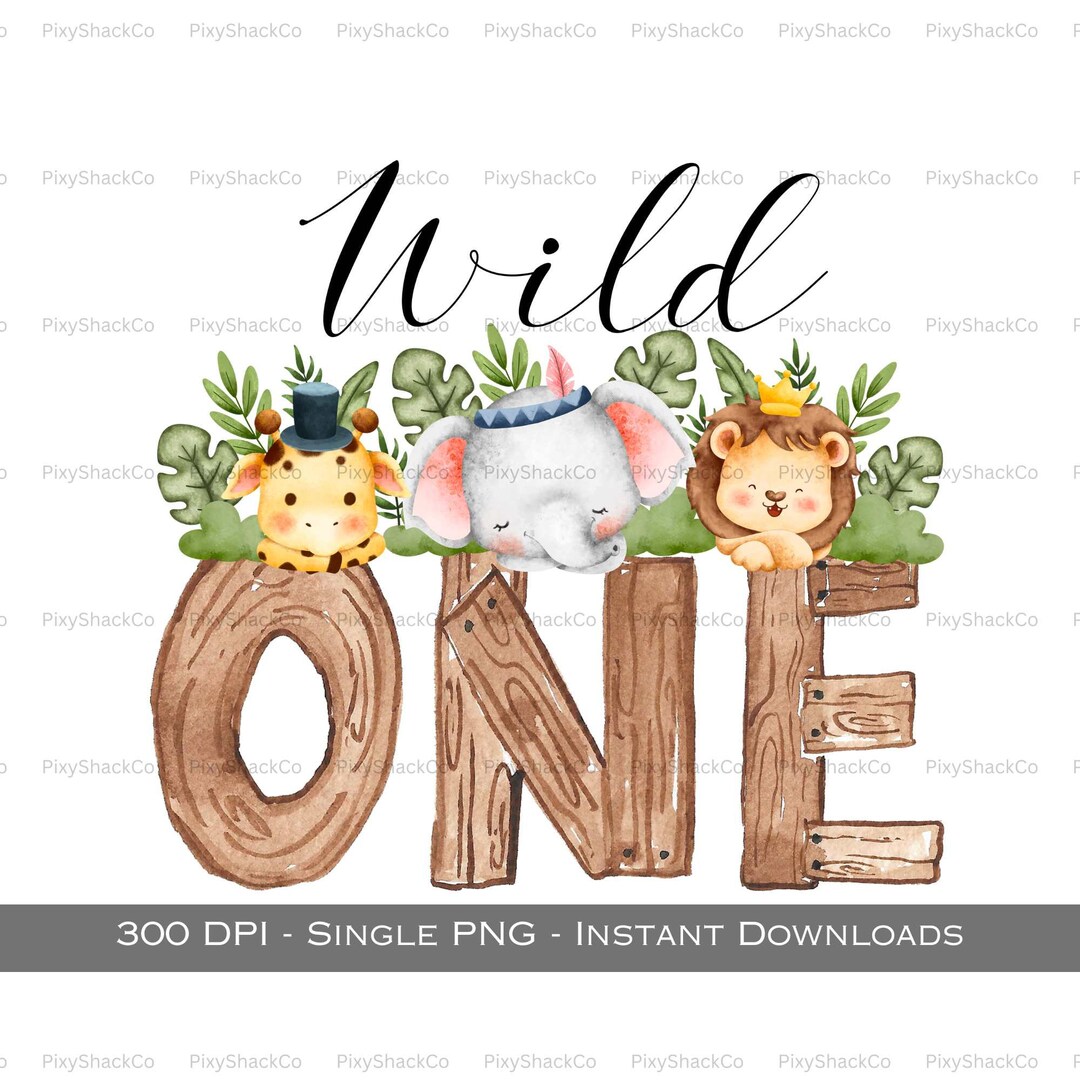 Wild One Baby Safari Animals PNG, Watercolor Baby Animals, T Shirt ...