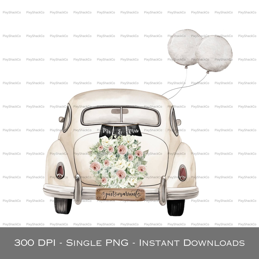Just Married PNG, Just Married Car Prints, Couple Watercolor Clipart ...