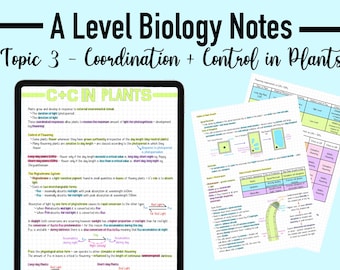 BIOLOGY NOTES A LEVEL - Coordination + Control in Plants