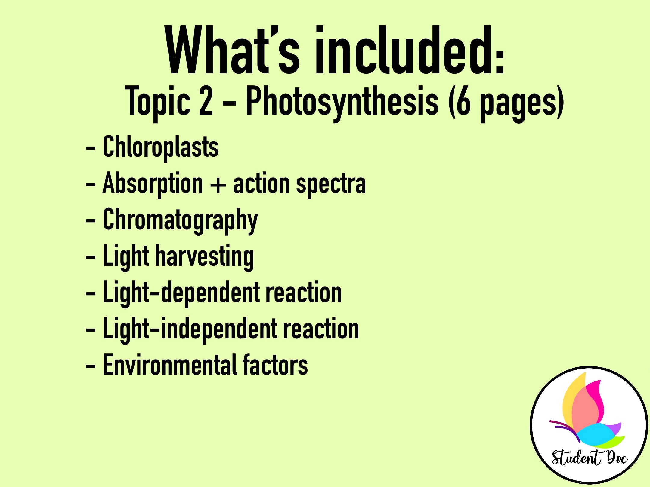BIOLOGY NOTES A LEVEL - Photosynthesis - Etsy