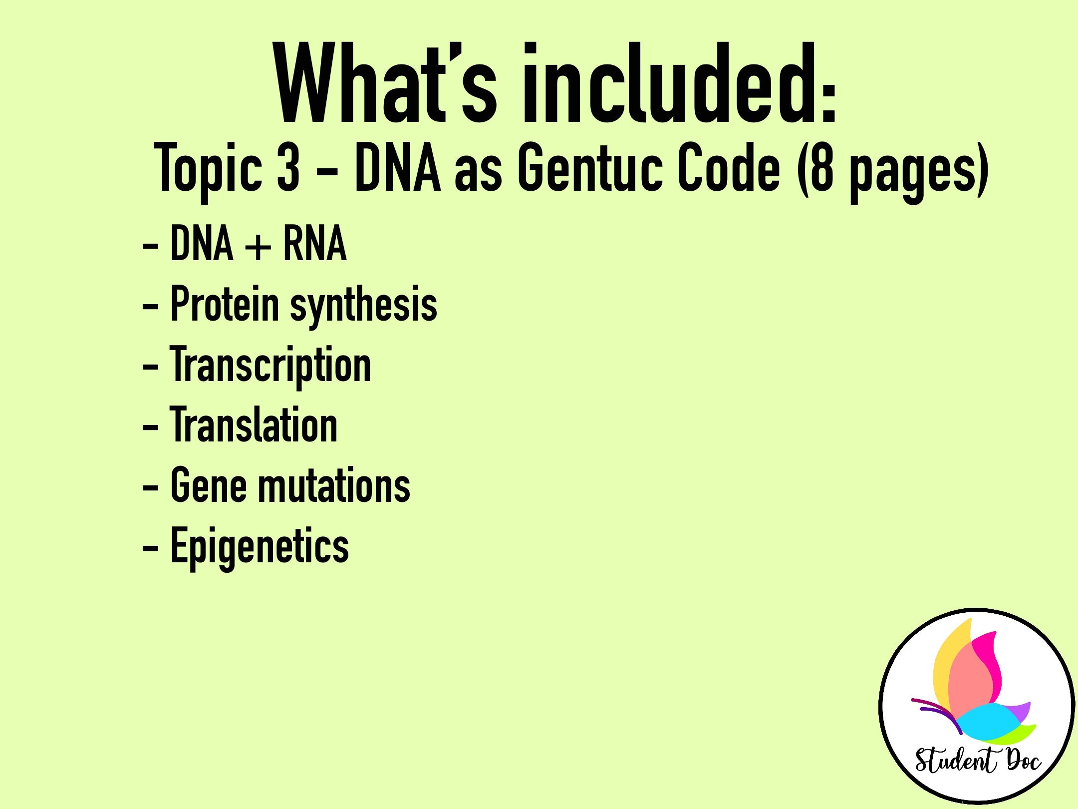 BIOLOGY NOTES A LEVEL - D.N.A as Genetic Code - Etsy