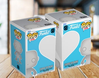 Funko Pop 2 PACK Vinyl Custom Heart Both Right and Left Side Boxes Template. DIY Editable Digital Download PSD File