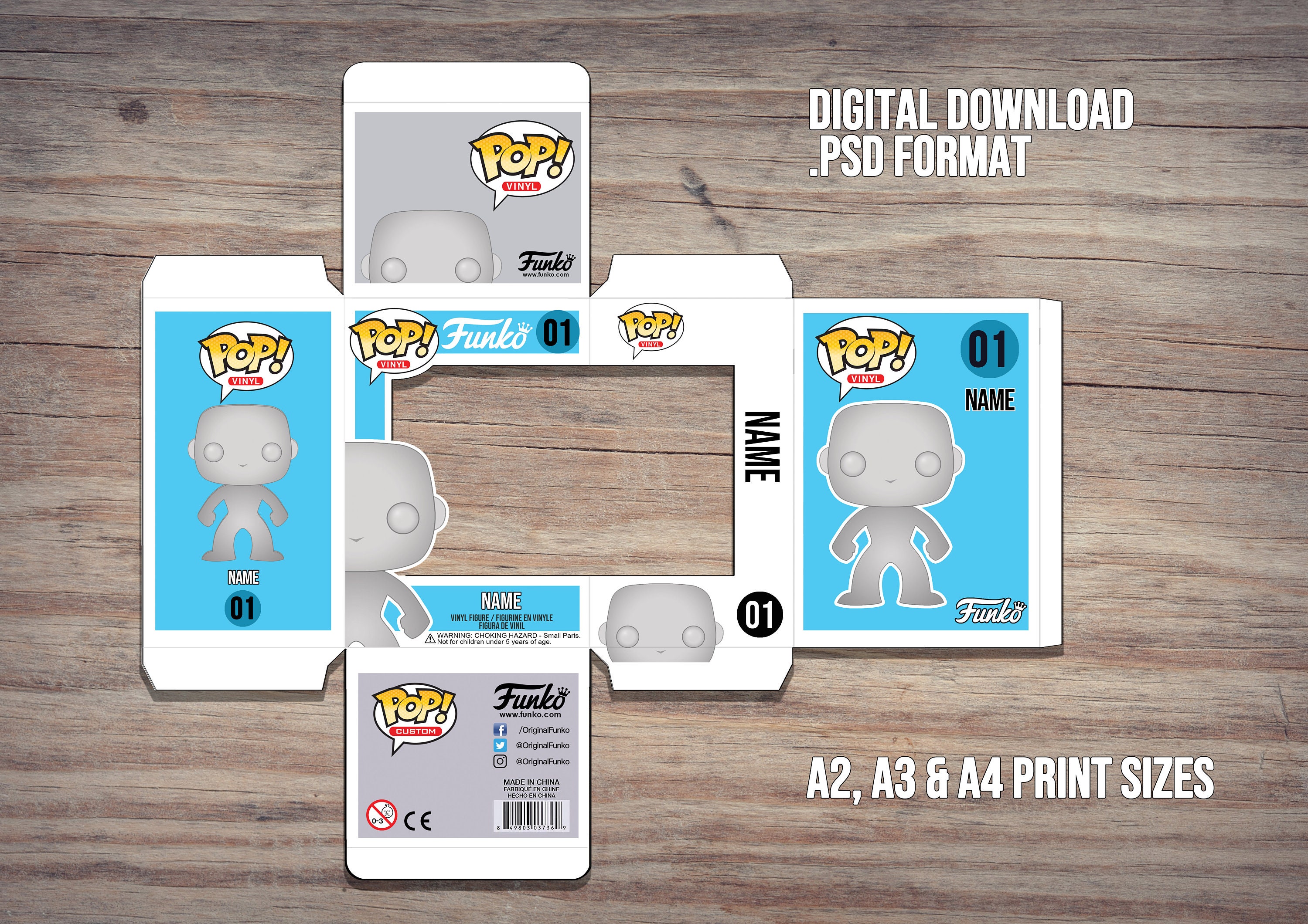 Digital 2pack POP Box Template. Photoshop Files for Creating a 2pack POP  Custom Box. 