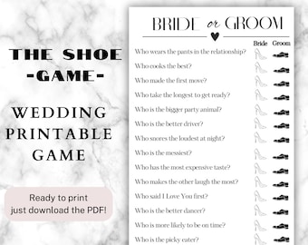 The Shoe Game | Bride or Groom Wedding Game | Printable PDF | Canva Design | Size 8.5&quot; x 5.5&quot;