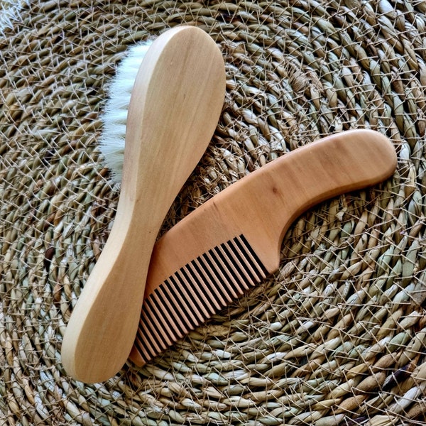 Customizable wooden baby hair brush and comb - Birth gift - Baby - Baby Shower