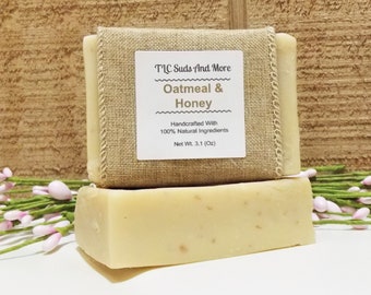 Oatmeal and Honey Soap Bar, Natural Handmade, Hydrating Soothing Skin Care, Chemical Free, Sensitive Skin Safe, Gift Idea For Woman Men