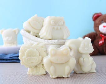 Animal Shaped Soap, Bath Fun For Kids, Unscented Uncolored Natural Handmade Bath Gift For Child, Wrapped Birthday Present For Boy Or Girl