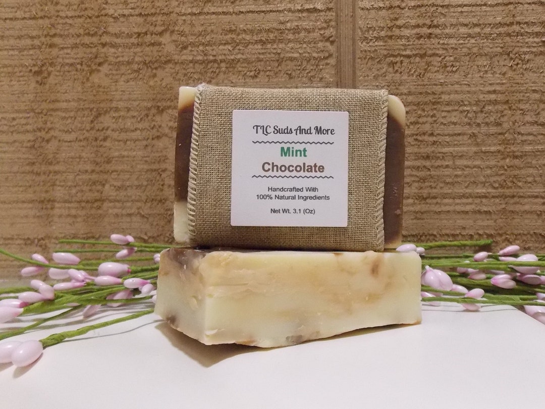 Handmade Mint Chocolate Soap Bar, Refreshing Peppermint Essential Oil