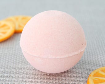 Sweet Orange Essential Oil Bath Bomb, Handmade Natural Citrus Moisturizing Bath Fizzy For Girlfriend, Relaxing Vegan Soak Present For Mother