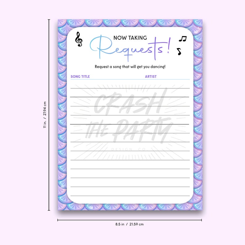 Printable Song Request Sheet DJ Wedding Birthday Request - Etsy Israel