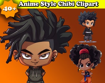 Paquete de imágenes prediseñadas chibi de DBZ, estilo anime (descarga digital)