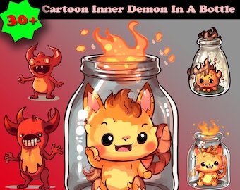 Demon in a Bottle Clipart Cute Digital Graphics Anime Demon Art for Shirt Perfect Gothic Gift for Dad Evil Inside Shirt Halloween Clipart