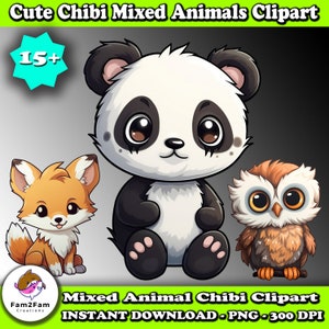 Cute Animal Clipart Chibi Style Designs Clipart Panda Clipart Bundle Cute Dog Perfect Shirt Designs Birthday Party Dog Mom Dad Cute Dragon