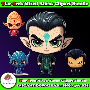 Ttar Srek Style Clipart Bundle Trekkie Style Clipart Ttar Srek Alien Style Clipart Digital Graphics Next Gen Alien Clipart Perfect Design