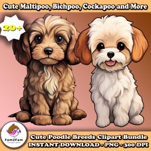 Cute Poodle Terrors Maltipoo Puppy Bichpoo Design Clipart Cockapoo Clipart Bundle Cute Dog Perfect Shirt Designs Birthday Party Dog Mom Dad