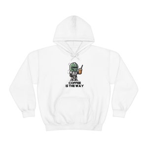 Sudadera Mando Coffee Lover - Regalo para fans de Space Wars White