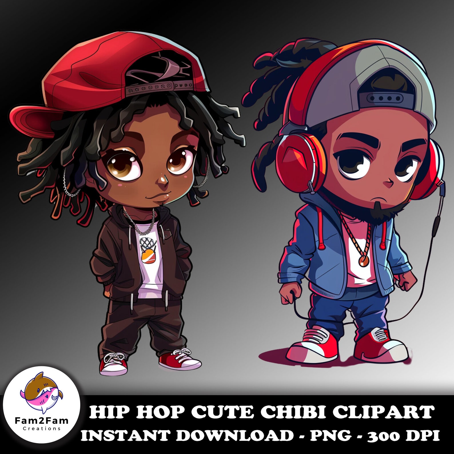 Cute Hiphop Style Chibi Clipart Rap Hip Hop Style Characters Clipart ...
