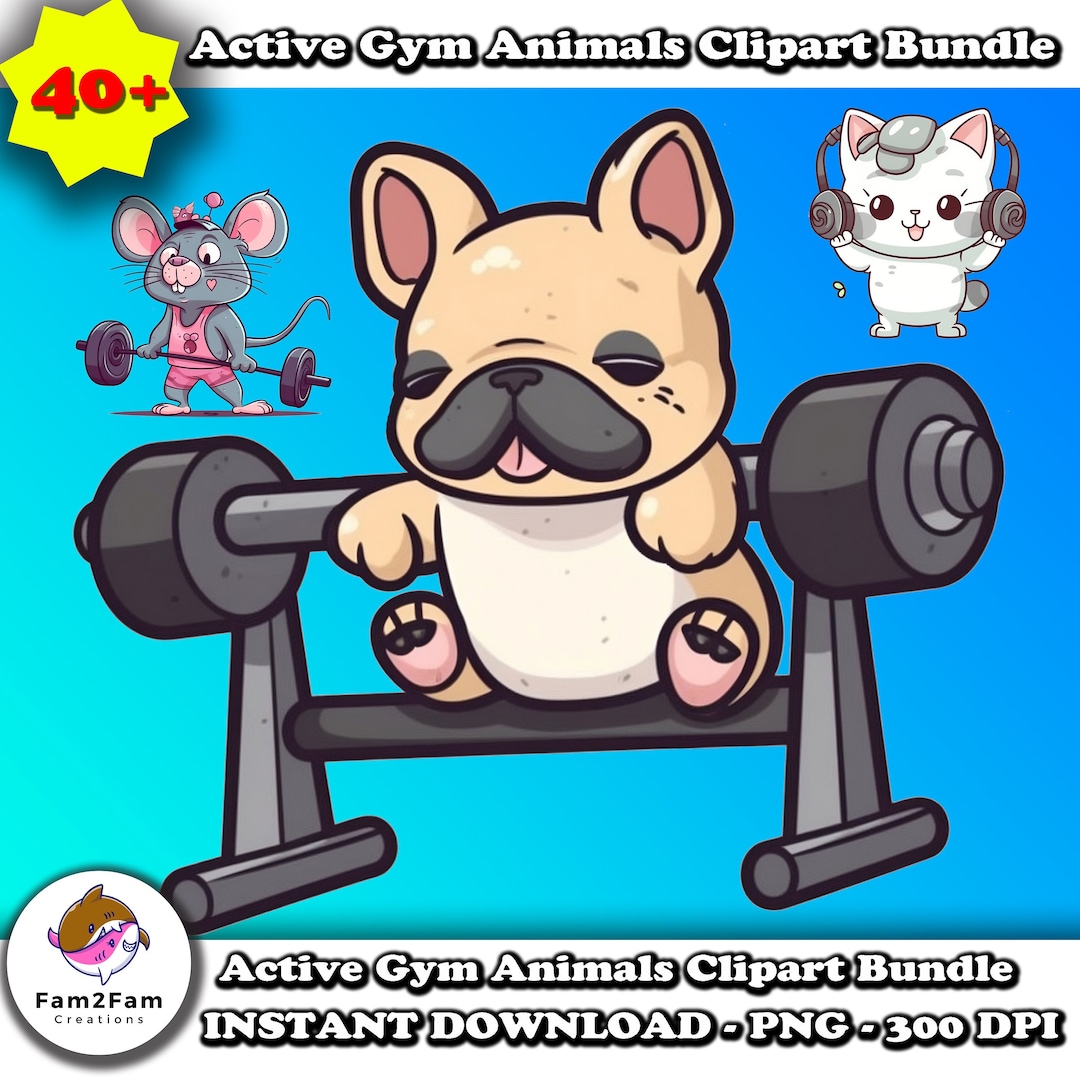Gym Animals Clipart Bundle, Fitness Designs (digital Download) - Etsy