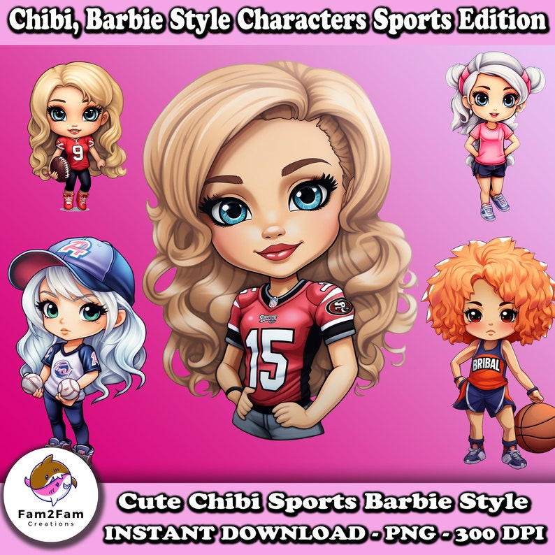 Chibi Doll Sports Clipart Bundle, T-shirt Design (digital Download) - Etsy