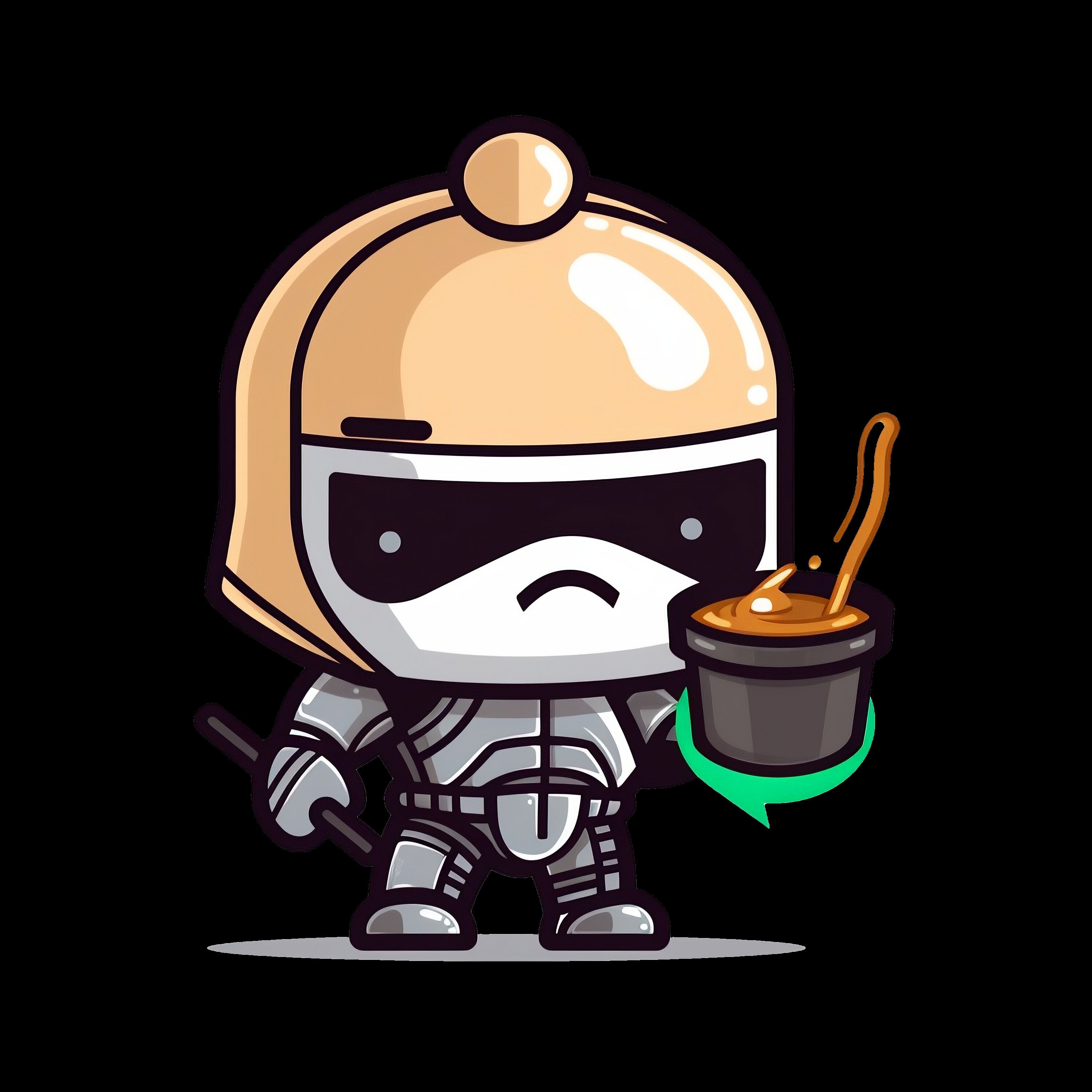 Cute Mando Drinking Coffee Clipart Space Wars Character Star Wars Style ...