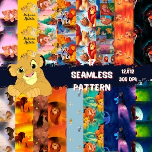 PADRÃO SEM COSTURA! Rei Leão, papel digital Rei Leão, papel, papel digital, papel Rei Leão, papel sem costura, arquivo digital, 12x12 icnhes,
