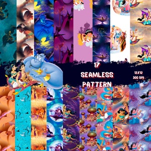 Aladdin Seamless Pattern: 12x12 Digital Paper (300 dpi)