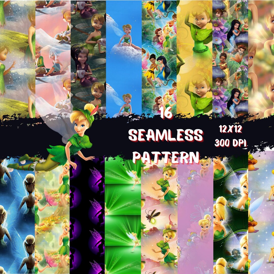 Tinkerbell Seamless Pattern: 12x12 Digital Paper (300 Dpi) - Etsy