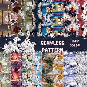 101 Dalmatians Seamless Pattern: 12x12 Digital Paper (Digital Download)