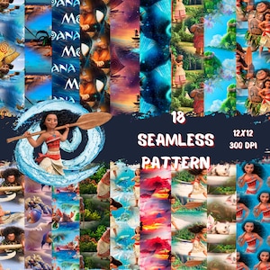 NAHTLOSES MUSTER! Moana, Moana Papier, Moana digitales Papier, Papier, digitales Papier, Scrapbooking, nahtlose Datei, 30x30 cm, 300 dpi