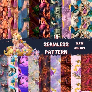 MODELLO SENZA CUCITURE! Rapunzel, carta Rapunzel, carta digitale Rapunzel, carta, carta digitale, carta senza cuciture