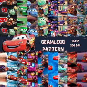 Cars Seamless Pattern: 12x12 Digital Paper (300 dpi)