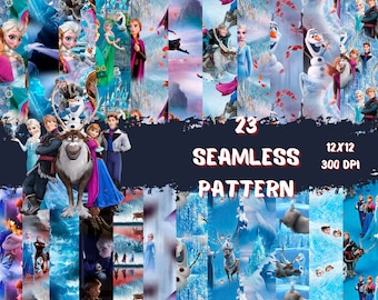 Frozen Seamless Pattern: 12x12 Digital Paper (300dpi)