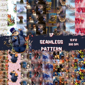 Zootopia Seamless Pattern: 12x12 Digital Paper (300dpi)