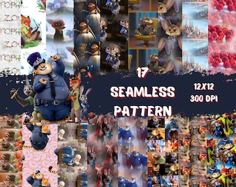 SEAMLESS PATTERN! Zootopia, Zootopia paper, paper, digital paper, seamless paper, 12x12 inches