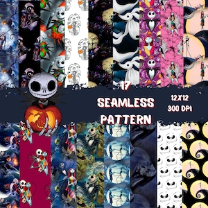 MODELLO SENZA CUCITURE! Nightmare before Christmas, Nightmare before Christmas carta, Nightmare before Christmas carta digitale, file senza cuciture