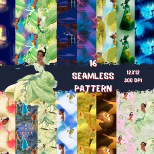 Princess Tiana Seamless Pattern: Scrapbooking Paper (Digital Download)