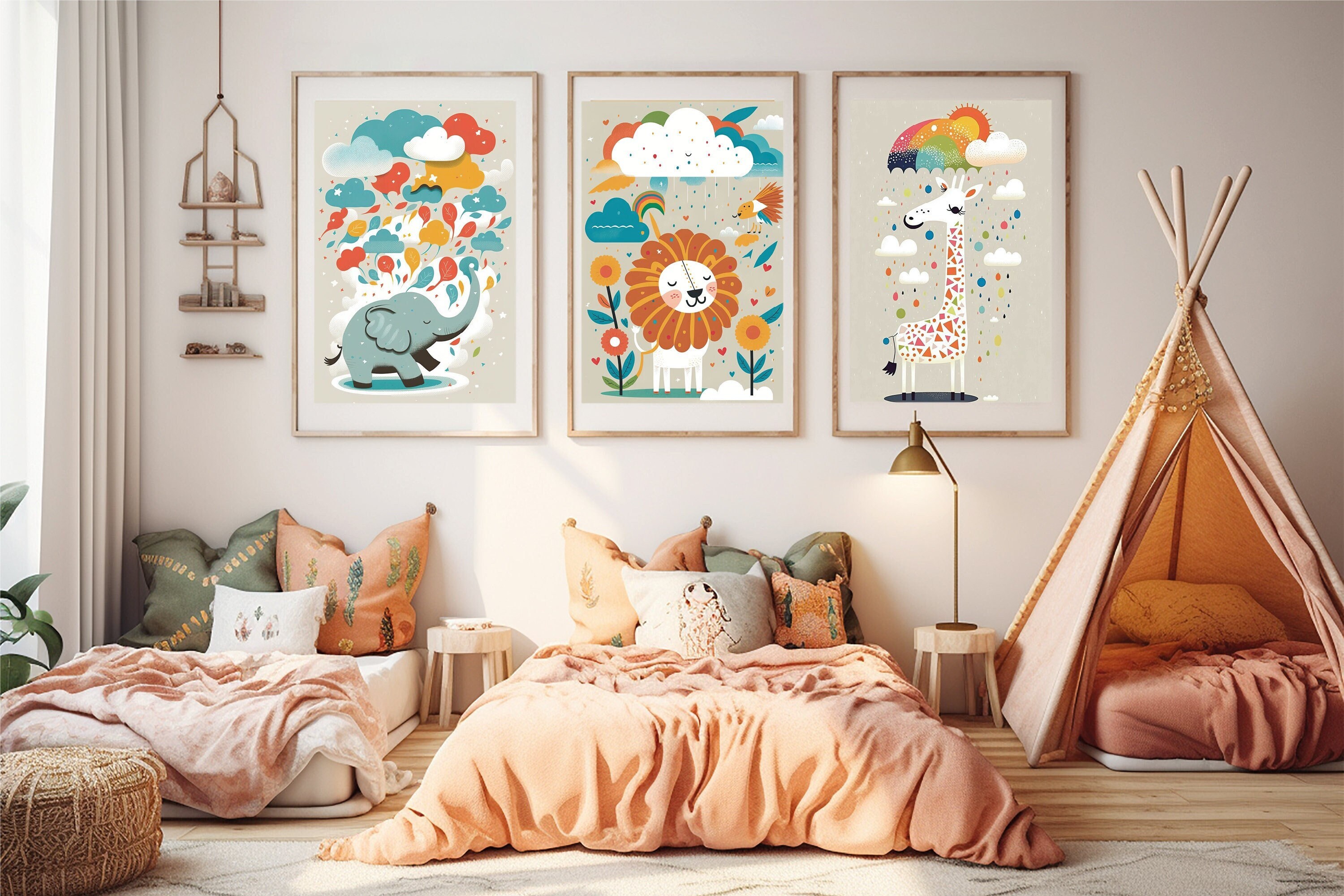 Nursery Wall Art Animal Illustration for Nursery, Set 0f 3 Printable ...