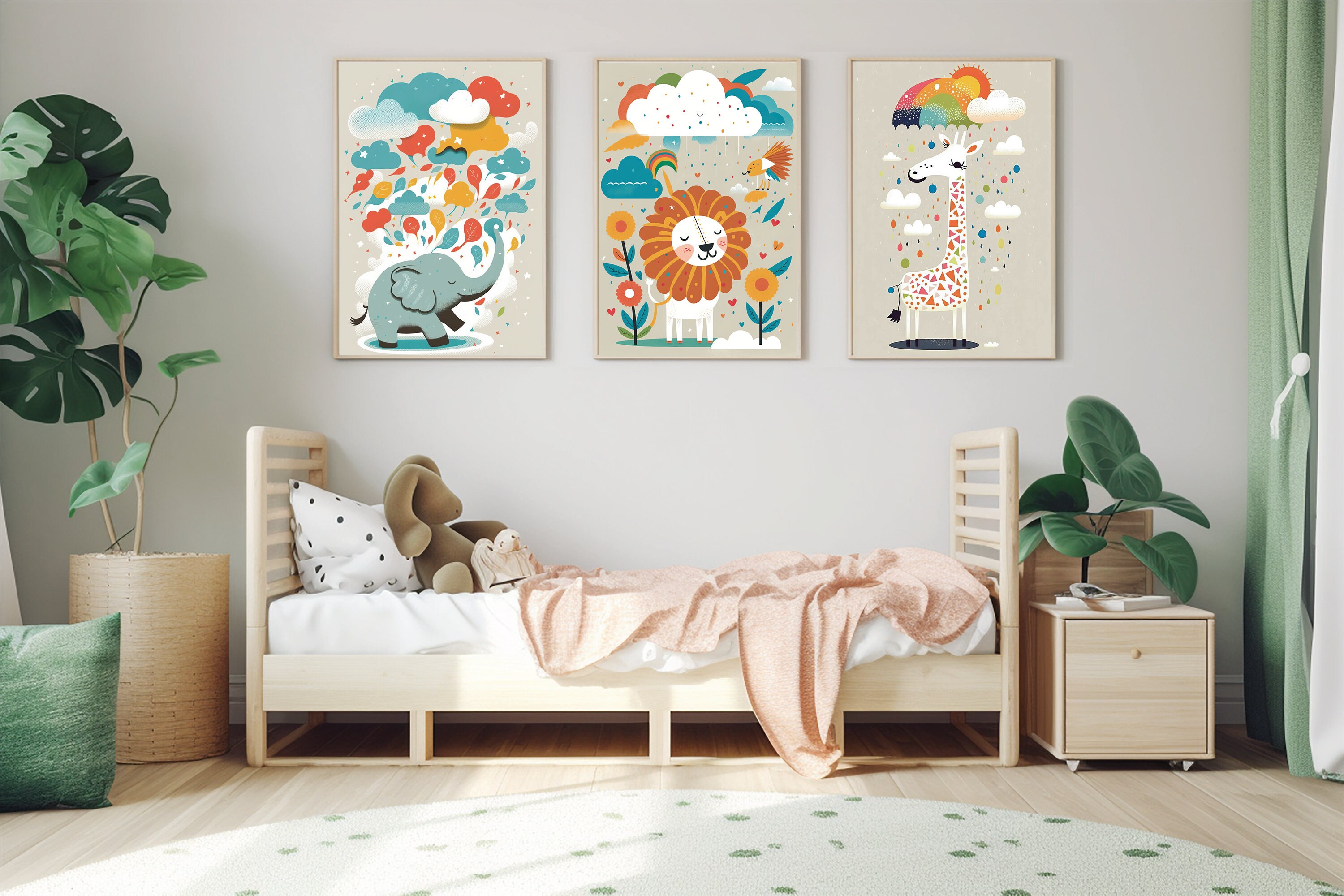 Nursery Wall Art Animal Illustration for Nursery, Set 0f 3 Printable ...