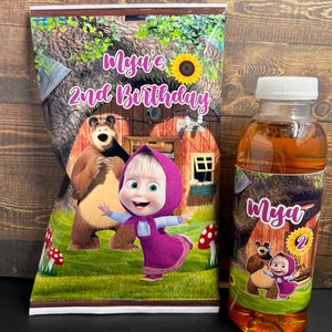 Masha & the Bear juice or chips bags.