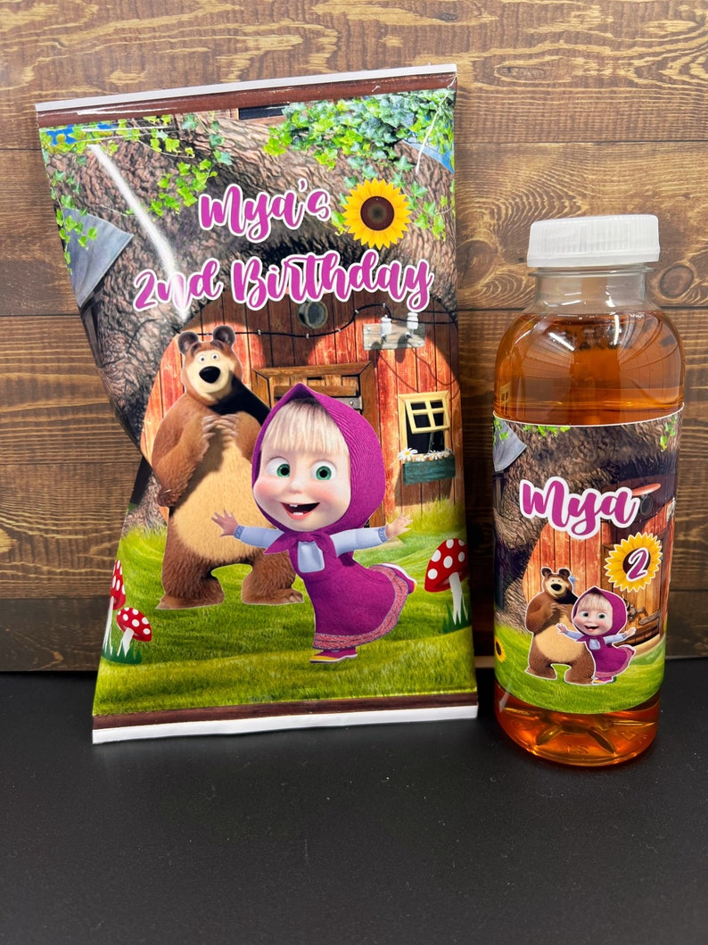 Mya Labels Masha & the Bear Juice or Chips Bags. - Etsy