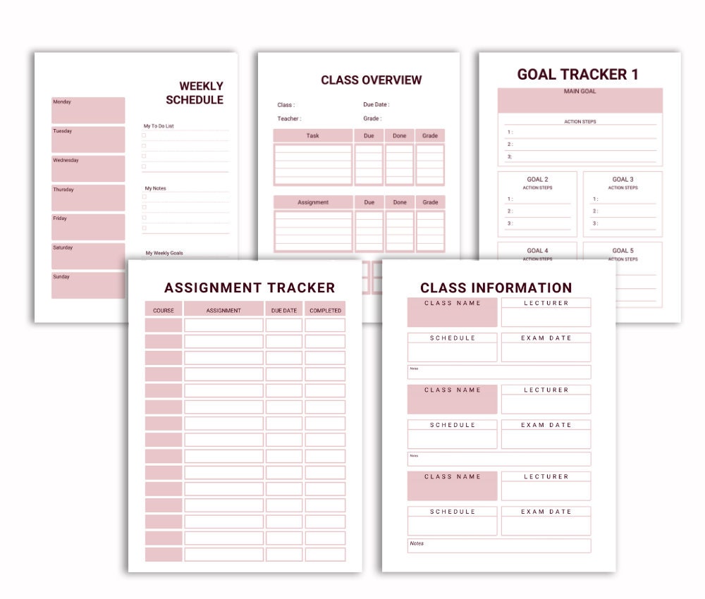Student Planner Study Planner Printable Academic Planner College School ...