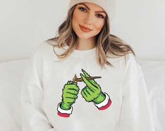Sudadera Divertida de Navidad / Stoner Christmas / Suéter de Navidad de Cannabis / Regalo Secreto de Santa / Navidad Traviesa / Suéter de Navidad Sucia