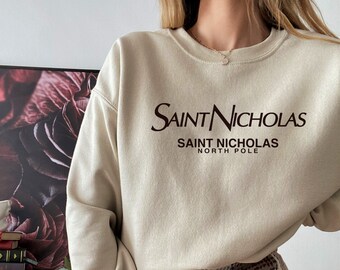 Suéter navideño de lujo de San Nicolás / Sudadera navideña / Camisa de Papá Noel / Suéter navideño minimalista