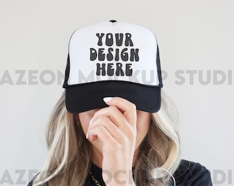 Otto Cap Trucker Hat Mockup Black White Hat Mock Beach Hat Trucker Hat Cap Mockup Baseball Cap Mockup Mesh Cap Mockup Trendy Western Mockup