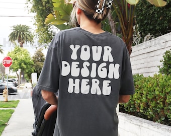 Comfort Colors C1717 Pepper Back Mockup Oversized Pepper Tshirt Mockup Mom Mockup Trendy Mock Aesthetic Mockup Words On Back Model Mockup