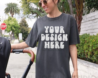 Comfort Colors C1717 Pepper Mockup Oversized Pepper Tshirt Mockup Mom Mockup Trendy Mock Aesthetic Mockup Words On Back Model Mockup